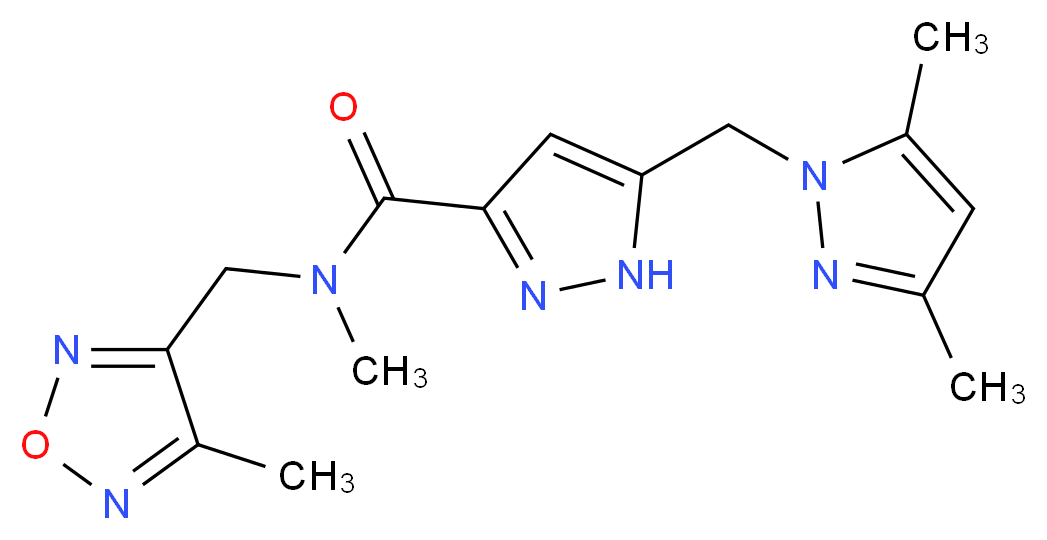 5-[(3,5-dimethyl-1H-pyrazol-1-yl)methyl]-N-methyl-N-[(4-methyl-1,2,5-oxadiazol-3-yl)methyl]-1H-pyrazole-3-carboxamide_分子结构_CAS_)