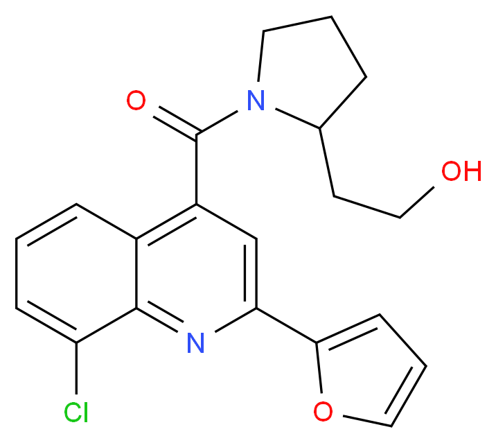 2-(1-{[8-chloro-2-(2-furyl)-4-quinolinyl]carbonyl}-2-pyrrolidinyl)ethanol_分子结构_CAS_)