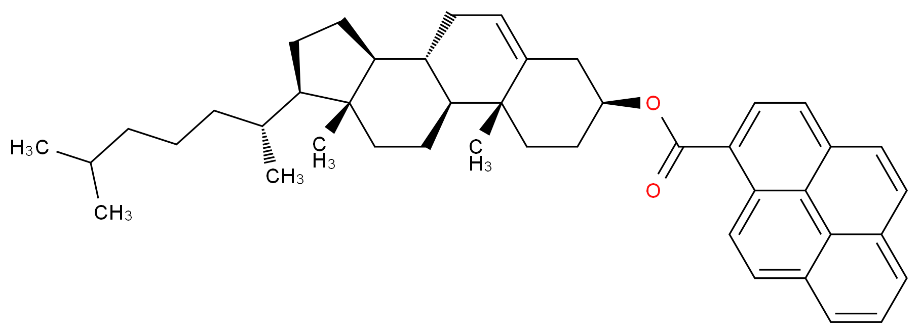 (1S,2R,5S,10S,11S,14R,15R)-2,15-dimethyl-14-[(2R)-6-methylheptan-2-yl]tetracyclo[8.7.0.0<sup>2</sup>,<sup>7</sup>.0<sup>1</sup><sup>1</sup>,<sup>1</sup><sup>5</sup>]heptadec-7-en-5-yl pyrene-1-carboxylate_分子结构_CAS_253186-38-8