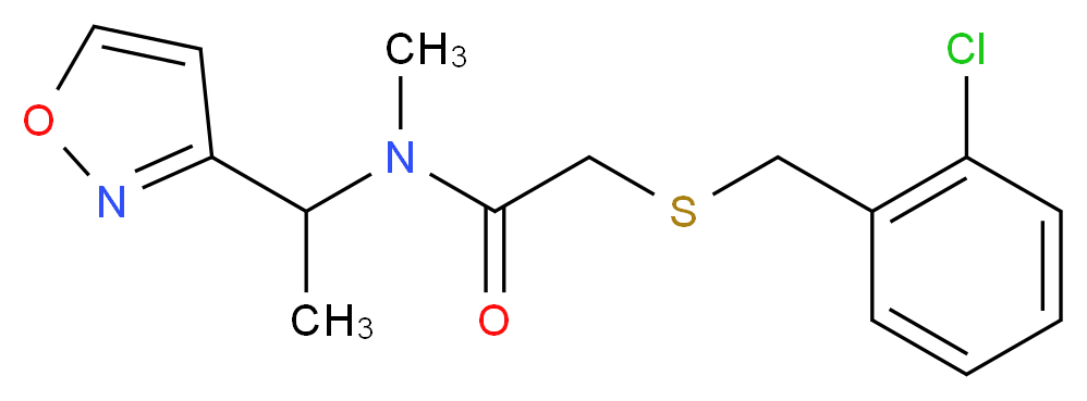 2-[(2-chlorobenzyl)thio]-N-(1-isoxazol-3-ylethyl)-N-methylacetamide_分子结构_CAS_)