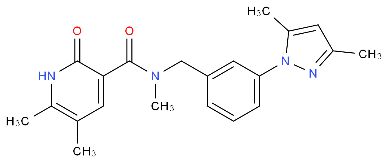 N-[3-(3,5-dimethyl-1H-pyrazol-1-yl)benzyl]-N,5,6-trimethyl-2-oxo-1,2-dihydro-3-pyridinecarboxamide_分子结构_CAS_)