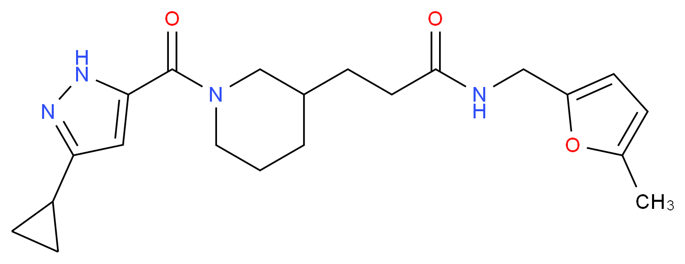 3-{1-[(3-cyclopropyl-1H-pyrazol-5-yl)carbonyl]piperidin-3-yl}-N-[(5-methyl-2-furyl)methyl]propanamide_分子结构_CAS_)