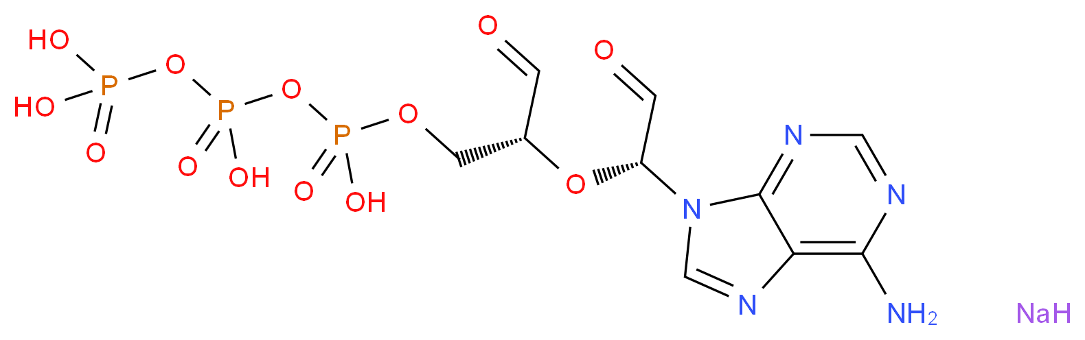 {[({[(2R)-2-[(1R)-1-(6-amino-9H-purin-9-yl)-2-oxoethoxy]-3-oxopropoxy](hydroxy)phosphoryl}oxy)(hydroxy)phosphoryl]oxy}phosphonic acid sodium_分子结构_CAS_71997-40-5
