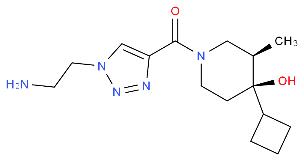 (3R*,4R*)-1-{[1-(2-aminoethyl)-1H-1,2,3-triazol-4-yl]carbonyl}-4-cyclobutyl-3-methyl-4-piperidinol_分子结构_CAS_)