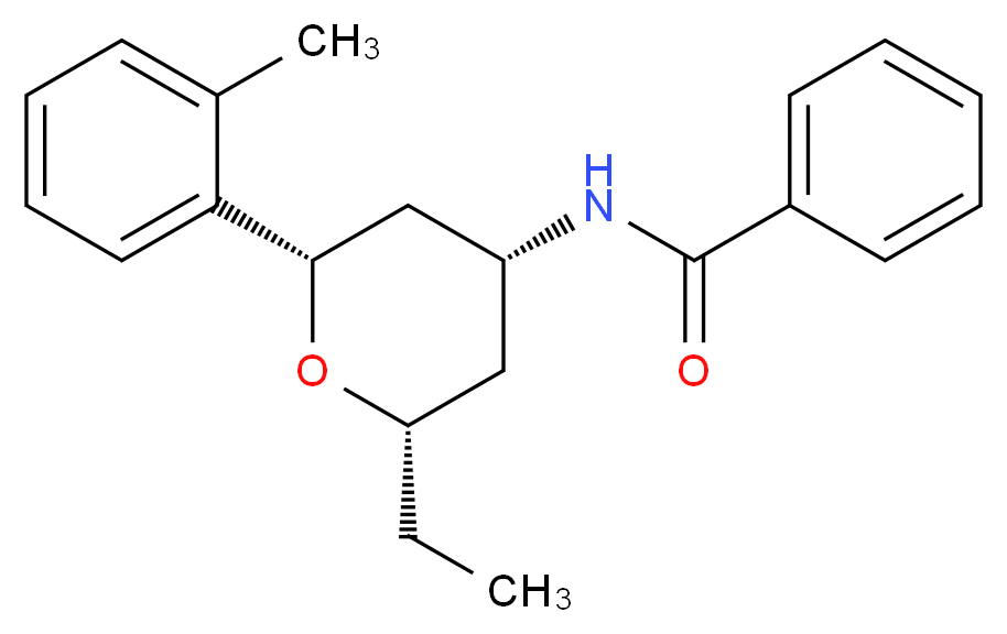 N-[(2S*,4R*,6S*)-2-ethyl-6-(2-methylphenyl)tetrahydro-2H-pyran-4-yl]benzamide_分子结构_CAS_)