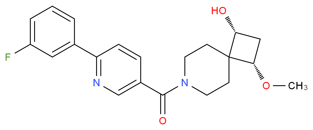 (1R*,3S*)-7-{[6-(3-fluorophenyl)pyridin-3-yl]carbonyl}-3-methoxy-7-azaspiro[3.5]nonan-1-ol_分子结构_CAS_)