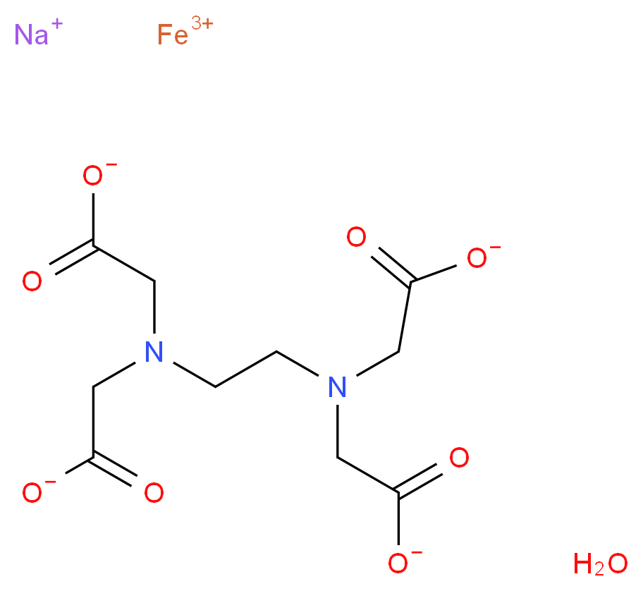 iron(3+) ion sodium 2-({2-[bis(carboxylatomethyl)amino]ethyl}(carboxylatomethyl)amino)acetate hydrate_分子结构_CAS_149022-26-4