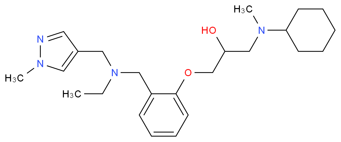 1-[cyclohexyl(methyl)amino]-3-[2-({ethyl[(1-methyl-1H-pyrazol-4-yl)methyl]amino}methyl)phenoxy]-2-propanol_分子结构_CAS_)