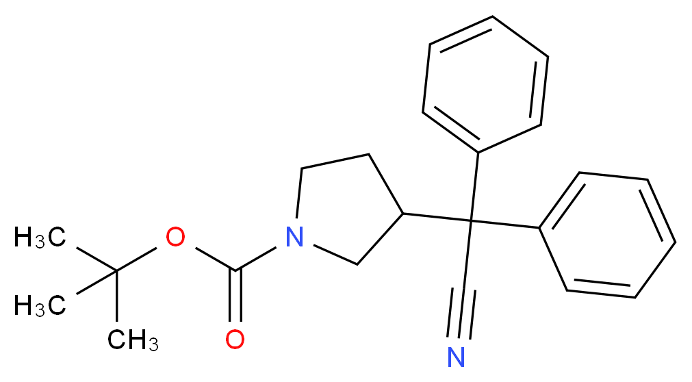 tert-butyl 3-(cyanodiphenylmethyl)pyrrolidine-1-carboxylate_分子结构_CAS_1159977-31-7