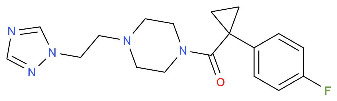 1-{[1-(4-fluorophenyl)cyclopropyl]carbonyl}-4-[2-(1H-1,2,4-triazol-1-yl)ethyl]piperazine_分子结构_CAS_)