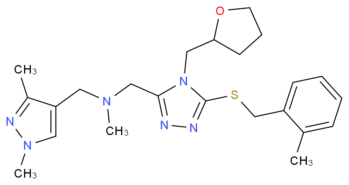 1-(1,3-dimethyl-1H-pyrazol-4-yl)-N-methyl-N-{[5-[(2-methylbenzyl)thio]-4-(tetrahydro-2-furanylmethyl)-4H-1,2,4-triazol-3-yl]methyl}methanamine_分子结构_CAS_)