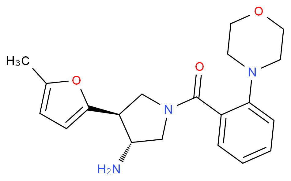 (3R*,4S*)-4-(5-methyl-2-furyl)-1-(2-morpholin-4-ylbenzoyl)pyrrolidin-3-amine_分子结构_CAS_)