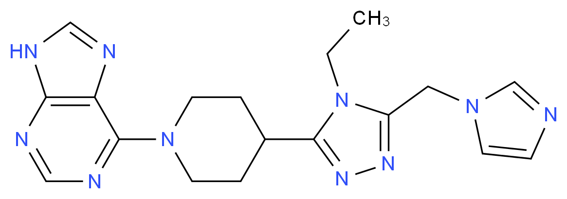 6-{4-[4-ethyl-5-(1H-imidazol-1-ylmethyl)-4H-1,2,4-triazol-3-yl]piperidin-1-yl}-9H-purine_分子结构_CAS_)