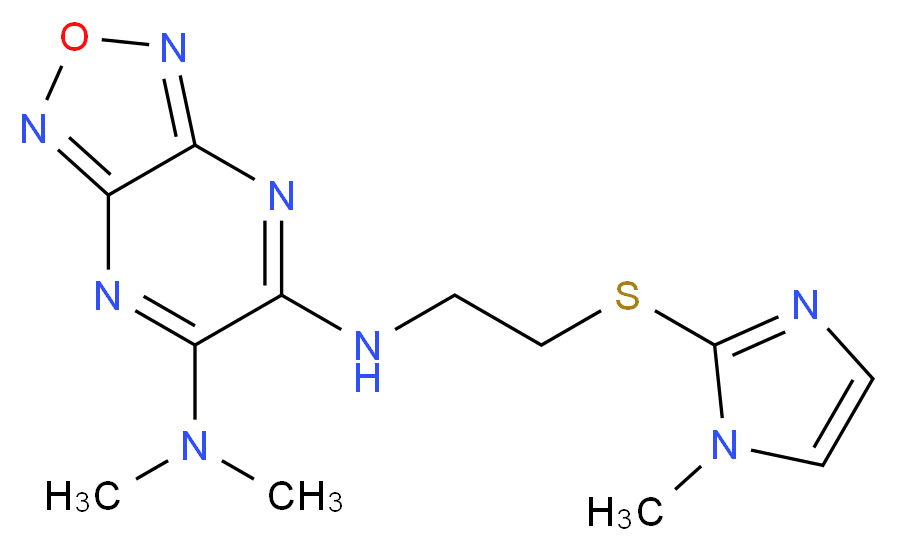N,N-dimethyl-N'-{2-[(1-methyl-1H-imidazol-2-yl)thio]ethyl}[1,2,5]oxadiazolo[3,4-b]pyrazine-5,6-diamine_分子结构_CAS_)
