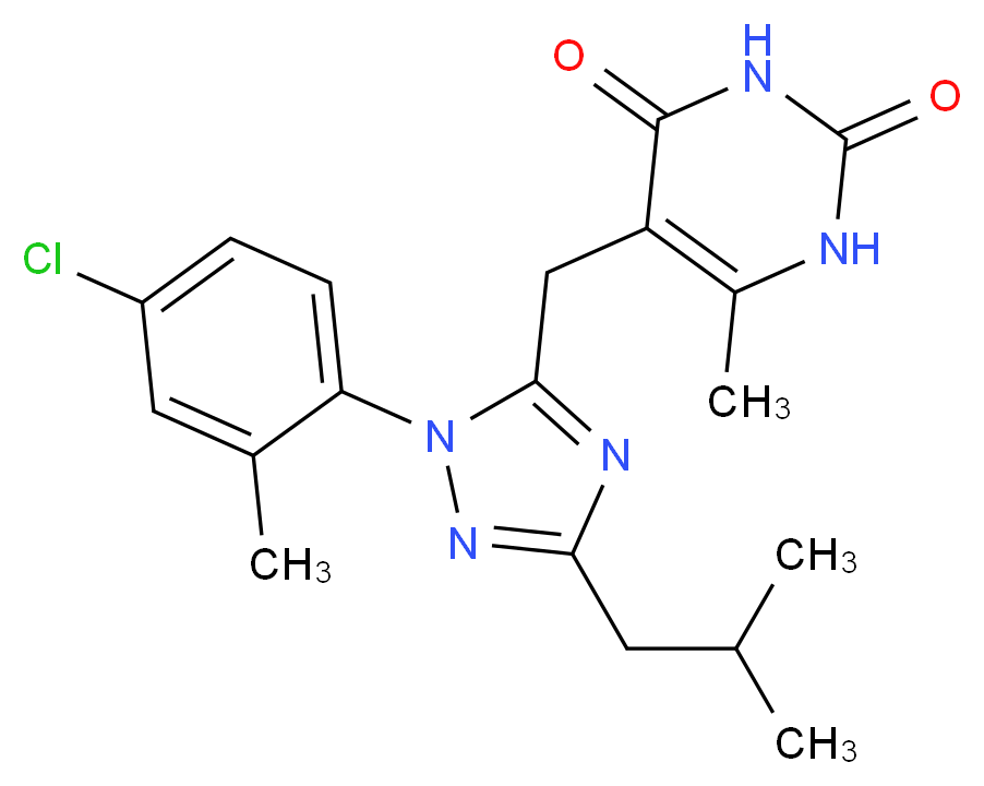 5-{[1-(4-chloro-2-methylphenyl)-3-isobutyl-1H-1,2,4-triazol-5-yl]methyl}-6-methylpyrimidine-2,4(1H,3H)-dione_分子结构_CAS_)