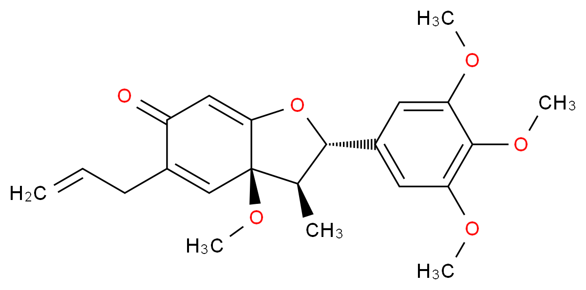 (2S,3R,3aR)-3a-methoxy-3-methyl-5-(prop-2-en-1-yl)-2-(3,4,5-trimethoxyphenyl)-2,3,3a,6-tetrahydro-1-benzofuran-6-one_分子结构_CAS_62163-24-0