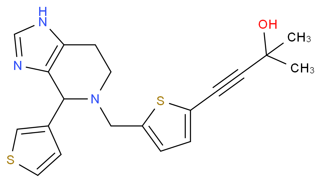2-methyl-4-(5-{[4-(3-thienyl)-1,4,6,7-tetrahydro-5H-imidazo[4,5-c]pyridin-5-yl]methyl}-2-thienyl)but-3-yn-2-ol_分子结构_CAS_)
