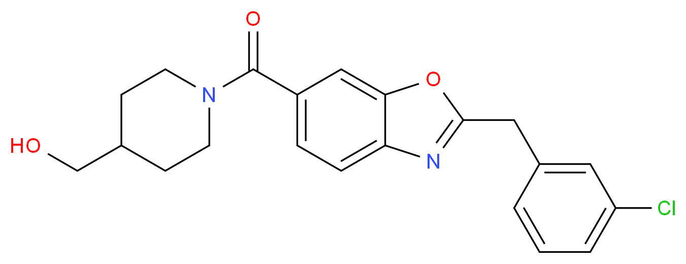 (1-{[2-(3-chlorobenzyl)-1,3-benzoxazol-6-yl]carbonyl}-4-piperidinyl)methanol_分子结构_CAS_)