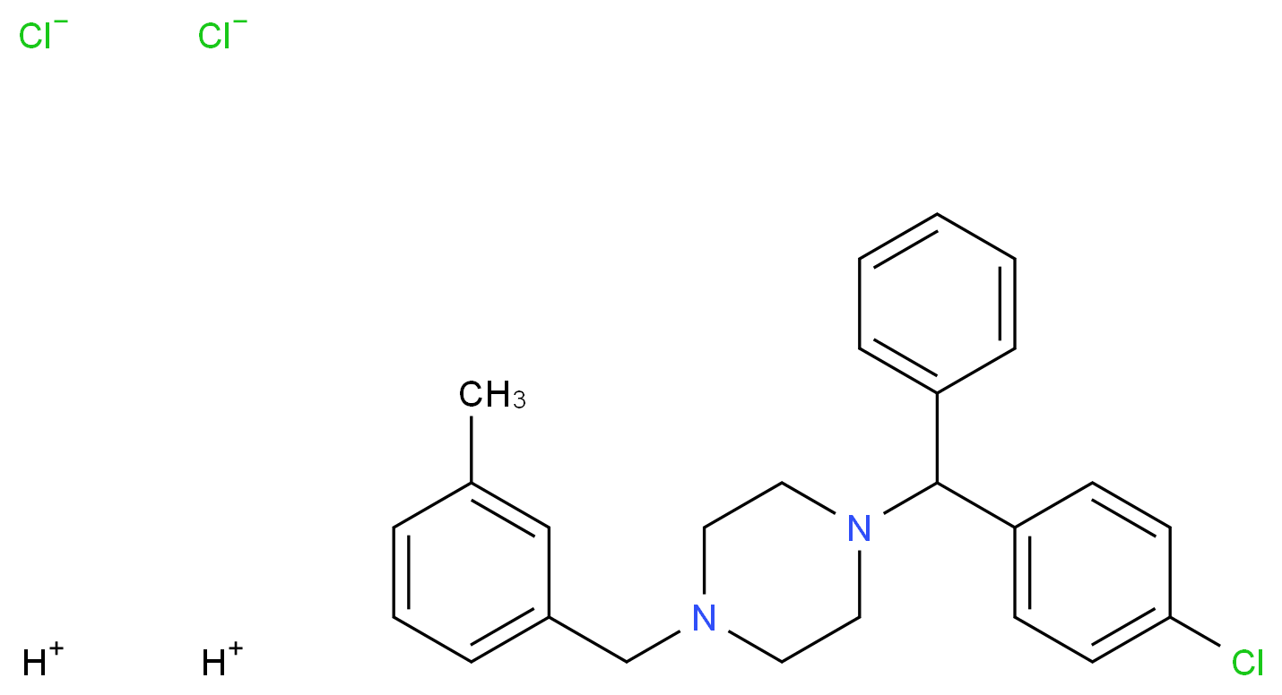 dihydrogen 1-[(4-chlorophenyl)(phenyl)methyl]-4-[(3-methylphenyl)methyl]piperazine dichloride_分子结构_CAS_1104-22-9