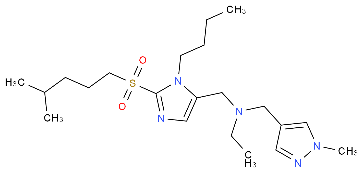 ({1-butyl-2-[(4-methylpentyl)sulfonyl]-1H-imidazol-5-yl}methyl)ethyl[(1-methyl-1H-pyrazol-4-yl)methyl]amine_分子结构_CAS_)