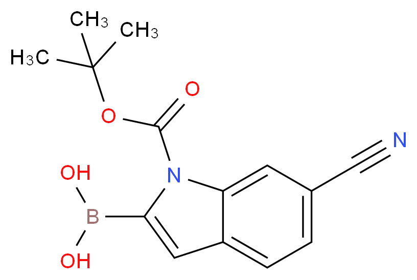 (1-(tert-Butoxycarbonyl)-6-cyano-1H-indol-2-yl)boronic acid_分子结构_CAS_913835-67-3)