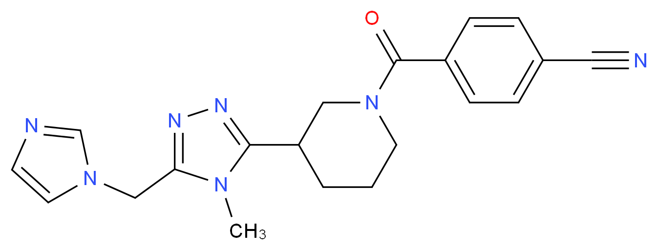 4-({3-[5-(1H-imidazol-1-ylmethyl)-4-methyl-4H-1,2,4-triazol-3-yl]piperidin-1-yl}carbonyl)benzonitrile_分子结构_CAS_)