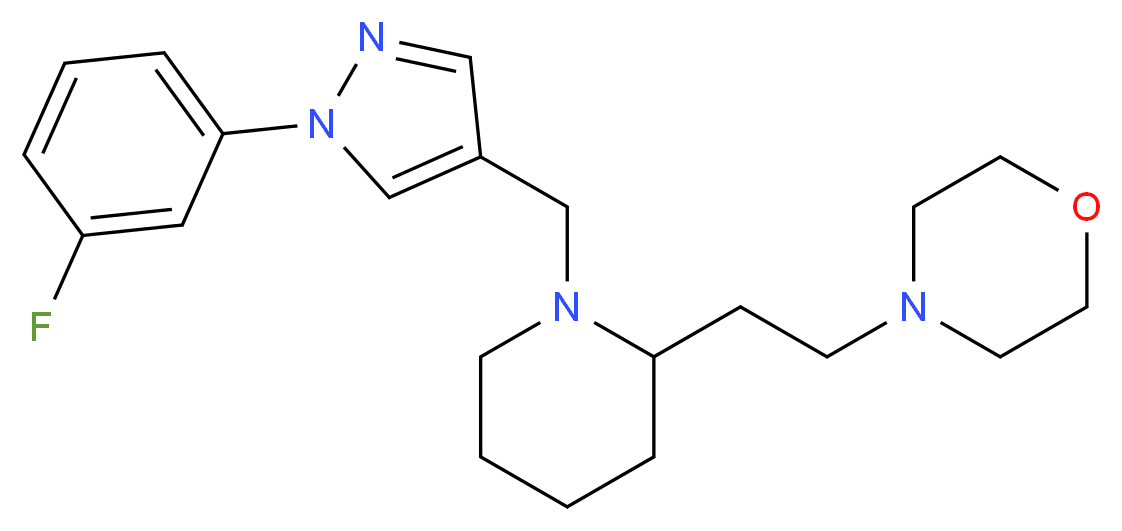 4-[2-(1-{[1-(3-fluorophenyl)-1H-pyrazol-4-yl]methyl}-2-piperidinyl)ethyl]morpholine_分子结构_CAS_)