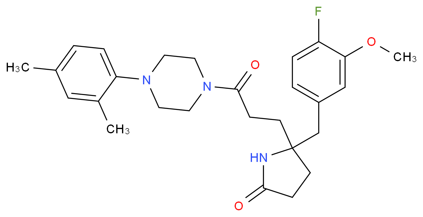 5-{3-[4-(2,4-dimethylphenyl)-1-piperazinyl]-3-oxopropyl}-5-(4-fluoro-3-methoxybenzyl)-2-pyrrolidinone_分子结构_CAS_)