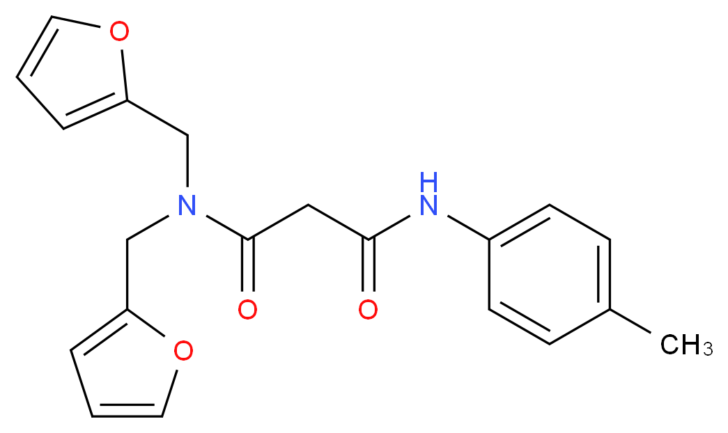 N,N-bis(2-furylmethyl)-N'-(4-methylphenyl)malonamide_分子结构_CAS_)