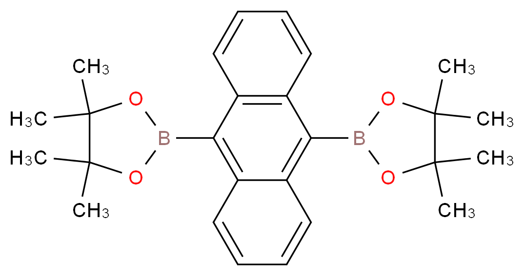 4,4,5,5-tetramethyl-2-[10-(tetramethyl-1,3,2-dioxaborolan-2-yl)anthracen-9-yl]-1,3,2-dioxaborolane_分子结构_CAS_863992-56-7