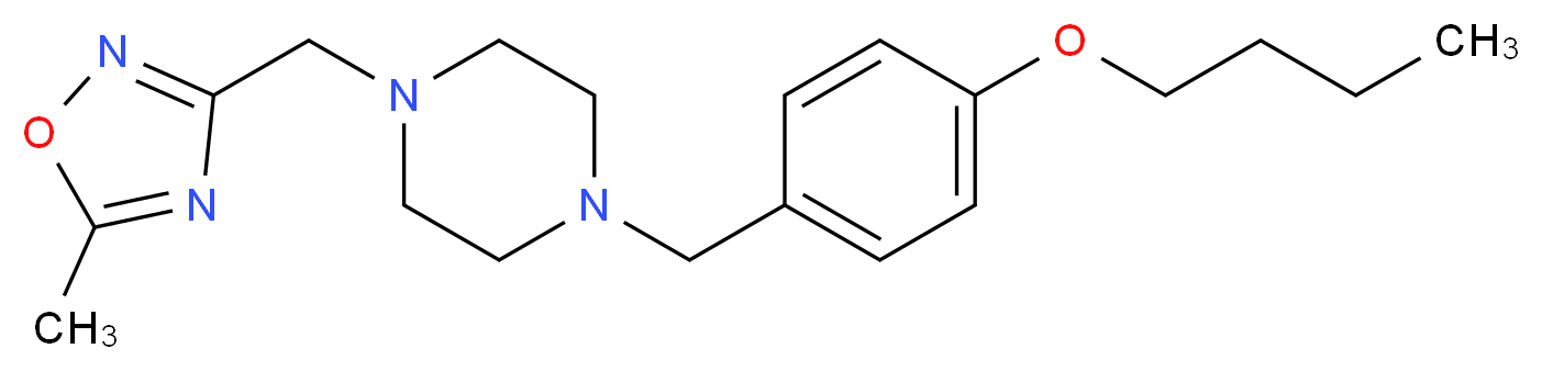 1-(4-butoxybenzyl)-4-[(5-methyl-1,2,4-oxadiazol-3-yl)methyl]piperazine_分子结构_CAS_)