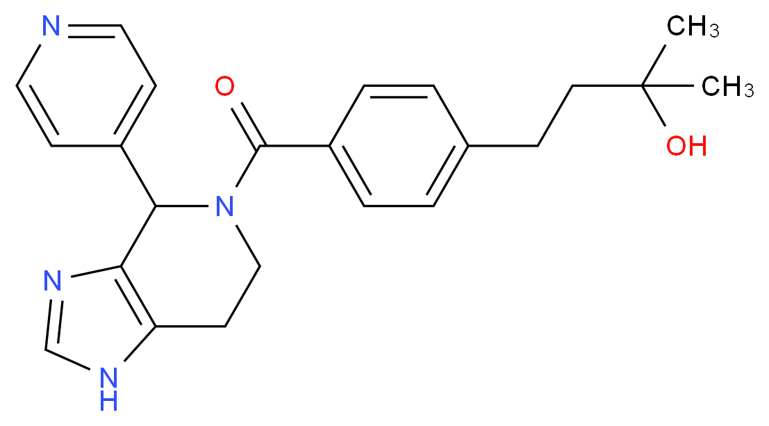 2-methyl-4-(4-{[4-(4-pyridinyl)-1,4,6,7-tetrahydro-5H-imidazo[4,5-c]pyridin-5-yl]carbonyl}phenyl)-2-butanol_分子结构_CAS_)