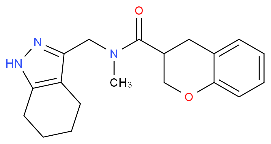 N-methyl-N-(4,5,6,7-tetrahydro-1H-indazol-3-ylmethyl)chromane-3-carboxamide_分子结构_CAS_)