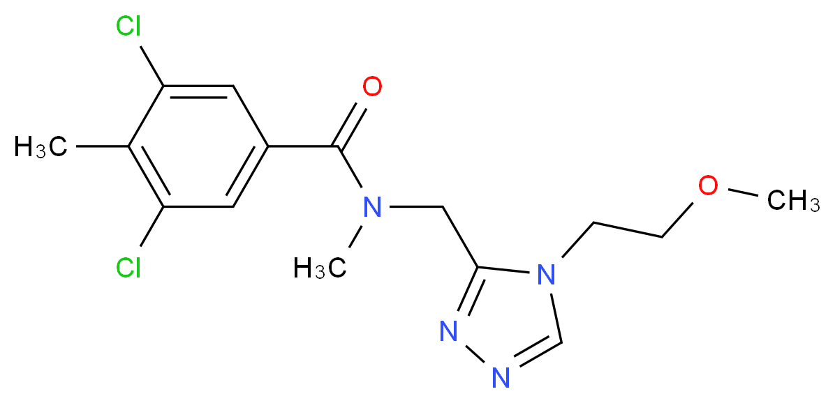 3,5-dichloro-N-{[4-(2-methoxyethyl)-4H-1,2,4-triazol-3-yl]methyl}-N,4-dimethylbenzamide_分子结构_CAS_)