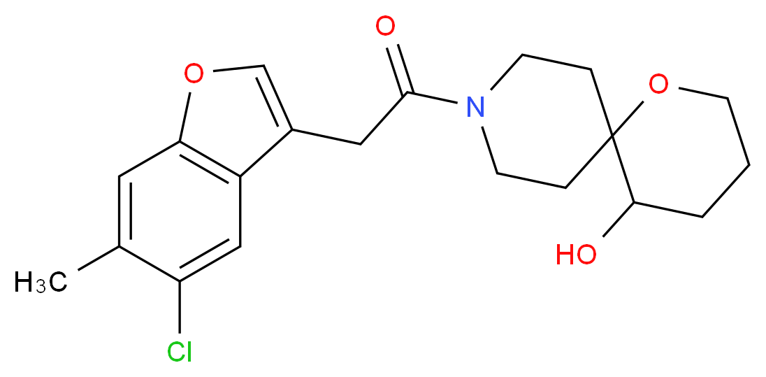 9-[(5-chloro-6-methyl-1-benzofuran-3-yl)acetyl]-1-oxa-9-azaspiro[5.5]undecan-5-ol_分子结构_CAS_)
