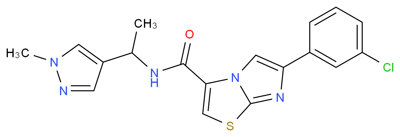 6-(3-chlorophenyl)-N-[1-(1-methyl-1H-pyrazol-4-yl)ethyl]imidazo[2,1-b][1,3]thiazole-3-carboxamide_分子结构_CAS_)