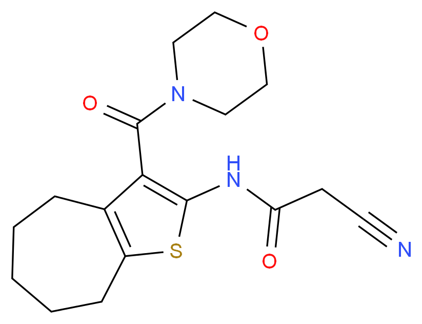 2-Cyano-N-[3-(morpholin-4-ylcarbonyl)-5,6,7,8-tetrahydro-4H-cyclohepta[b]thien-2-yl]acetamide_分子结构_CAS_)
