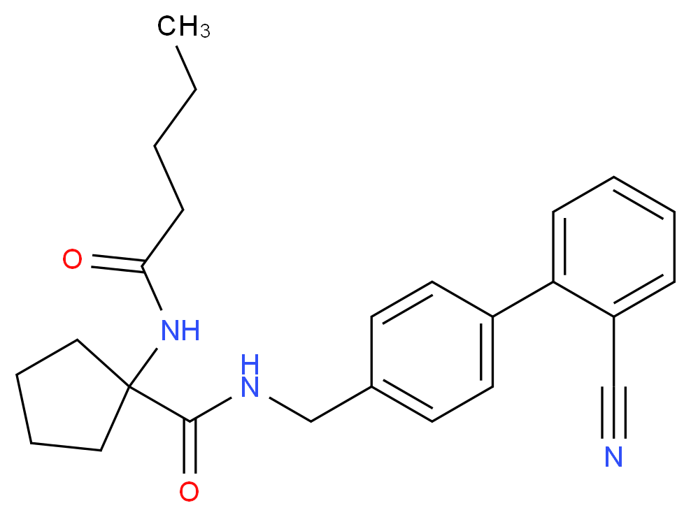 N-[(2'-Cyano[1,1'-biphenyl]-4-yl)methyl]-1-[(1-oxopentyl)amino]cyclopentanecarboxamide_分子结构_CAS_141745-71-3)