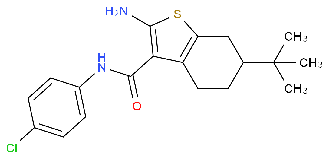 2-Amino-6-tert-butyl-N-(4-chlorophenyl)-4,5,6,7-tetrahydro-1-benzothiophene-3-carboxamide_分子结构_CAS_)