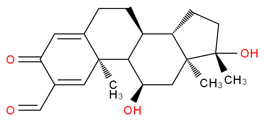 (1S,2R,10S,11S,14S,15S,17R)-14,17-dihydroxy-2,14,15-trimethyl-5-oxotetracyclo[8.7.0.0^{2,7}.0^{11,15}]heptadeca-3,6-diene-4-carbaldehyde_分子结构_CAS_2454-11-7