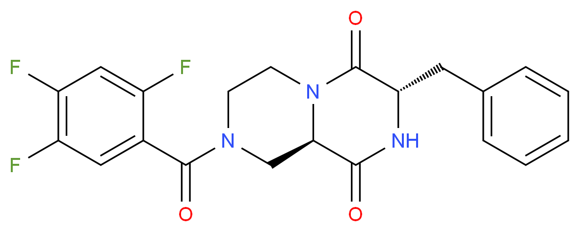 (3S,9aR)-3-benzyl-8-(2,4,5-trifluorobenzoyl)tetrahydro-2H-pyrazino[1,2-a]pyrazine-1,4(3H,6H)-dione_分子结构_CAS_)