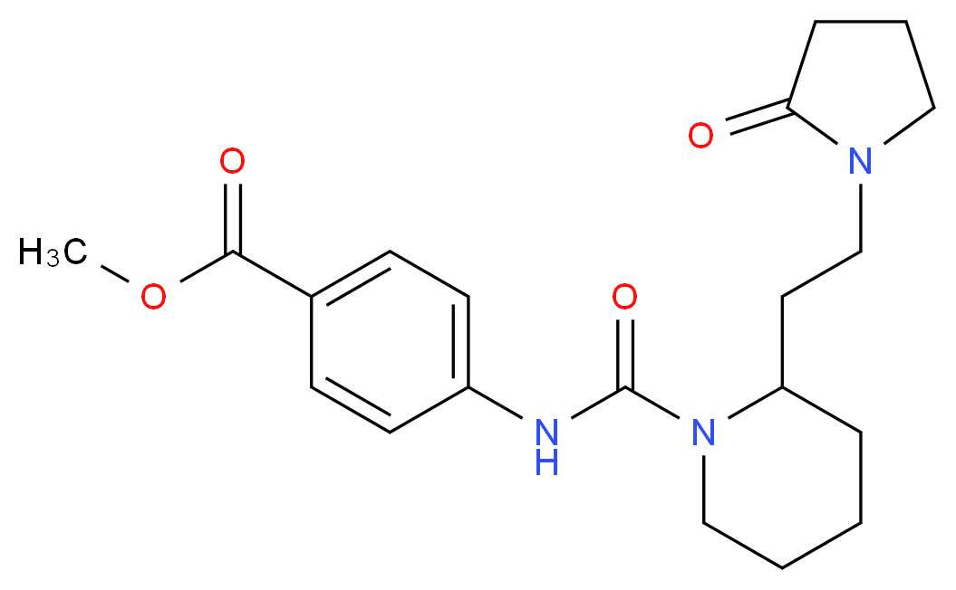 methyl 4-[({2-[2-(2-oxo-1-pyrrolidinyl)ethyl]-1-piperidinyl}carbonyl)amino]benzoate_分子结构_CAS_)