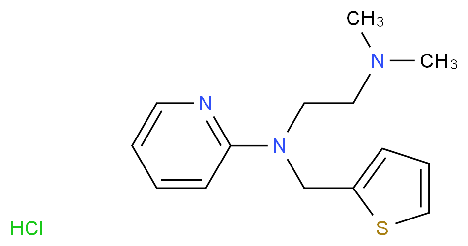 N-[2-(dimethylamino)ethyl]-N-(thiophen-2-ylmethyl)pyridin-2-amine hydrochloride_分子结构_CAS_135-23-9