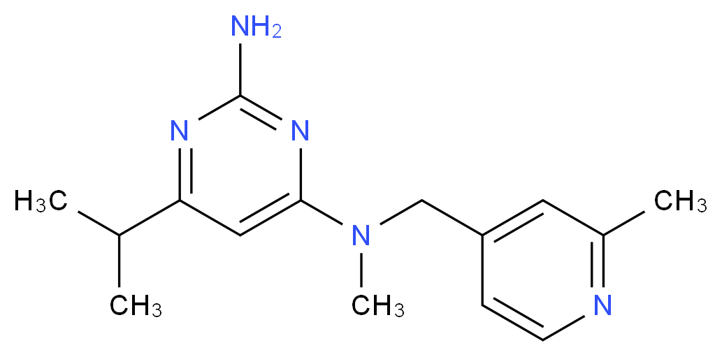 6-isopropyl-N~4~-methyl-N~4~-[(2-methylpyridin-4-yl)methyl]pyrimidine-2,4-diamine_分子结构_CAS_)
