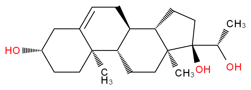 (1S,2R,5S,10R,11S,14R,15S)-14-[(1S)-1-hydroxyethyl]-2,15-dimethyltetracyclo[8.7.0.0<sup>2</sup>,<sup>7</sup>.0<sup>1</sup><sup>1</sup>,<sup>1</sup><sup>5</sup>]heptadec-7-ene-5,14-diol_分子结构_CAS_903-67-3