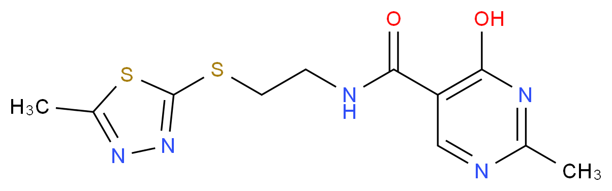 4-hydroxy-2-methyl-N-{2-[(5-methyl-1,3,4-thiadiazol-2-yl)thio]ethyl}pyrimidine-5-carboxamide_分子结构_CAS_)