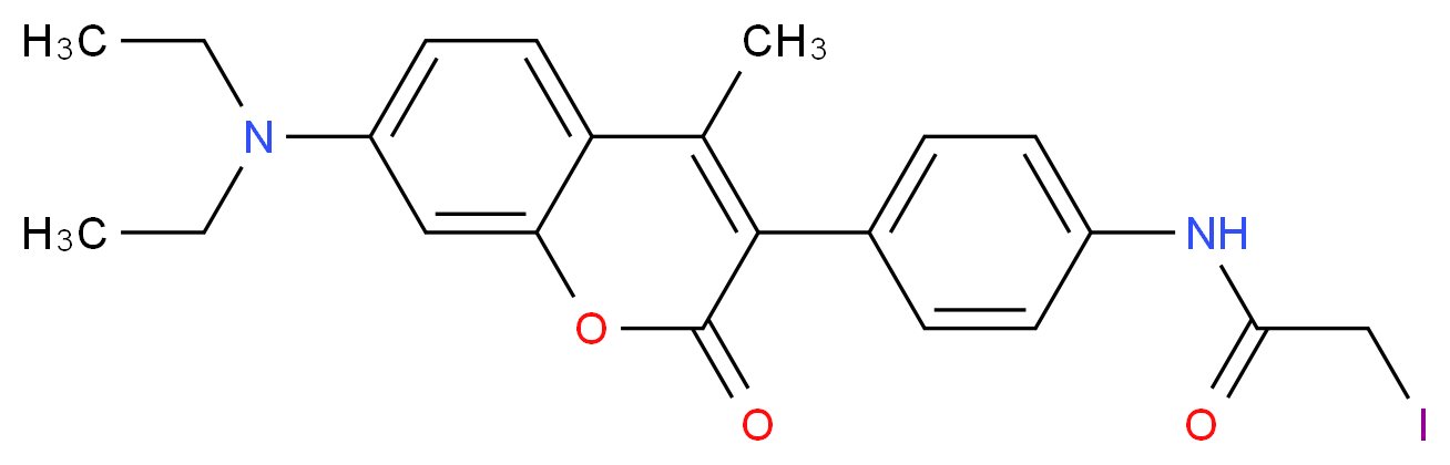 N-{4-[7-(diethylamino)-4-methyl-2-oxo-2H-chromen-3-yl]phenyl}-2-iodoacetamide_分子结构_CAS_76877-34-4