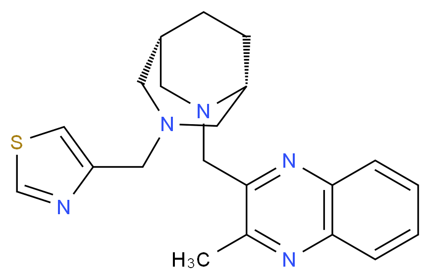 2-methyl-3-{[(1S*,5R*)-3-(1,3-thiazol-4-ylmethyl)-3,6-diazabicyclo[3.2.2]non-6-yl]methyl}quinoxaline_分子结构_CAS_)