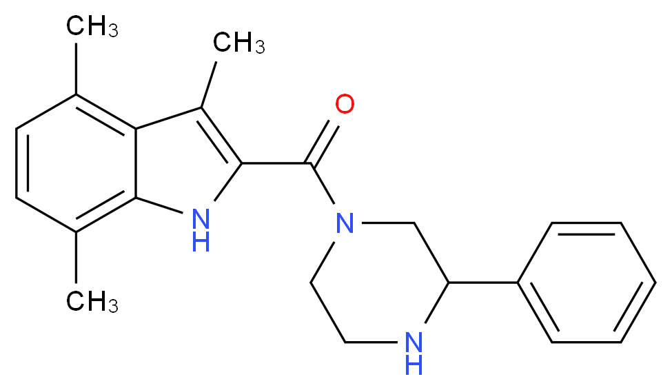 3,4,7-trimethyl-2-[(3-phenyl-1-piperazinyl)carbonyl]-1H-indole_分子结构_CAS_)