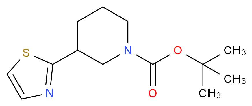 3-(2-THIAZOLYL)-1-PIPERIDINECARBOXYLIC ACID 1,1-DIMETHYLETHYL ESTER_分子结构_CAS_630121-83-4)